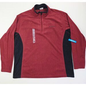 Columbia Regular Fit Size XL Mens 1/4 Zip Pullover Burgundy Black Fleece NWT